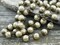 10mm Czech Glass Satin Taupe Baroque Pearl Chain with Antique Bronze Caps -- Sold by the foot